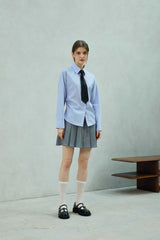 LOWELL SLIM FIT STRIPE SHIRRLING SHIRT / SKY BLUE