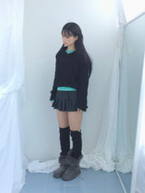Milkfur high neck suede jumper