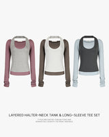 [ORIGINAL] Wenz Layered Halter-Neck Tank  & Long-Sleeve Tee Set