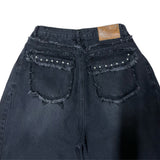 Rough Muse Tassel Ball Stud Wide Long Denim Pants