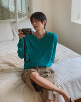 Air V-neck Linen Long Sleeve Knit