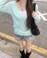 Lace denim shorts