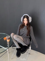 wool fleece stripe strap pumpkin dress