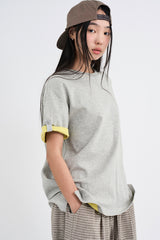 レイヤード ロールアップ Tシャツ