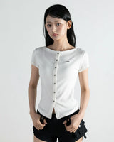 Open Boat Neck T-Shirt White
