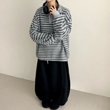 Terry Fleece side pin tuck incision string wide pants