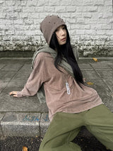Luzi Round Wide Casual Long-Sleeve T-Shirt