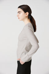 modal button long sleeve top_grayish beige