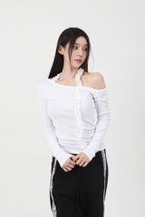 フリルロングスリーブTシャツ