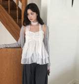 [ dewy ver 2 ]  airy duoble - frill chiffon bl  ( tie set ) 