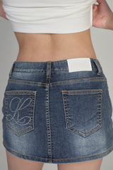 Krystal Clean semi-low rise denim skirt, Deep Blue