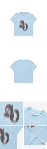[24SS] シンボルハーフトーンプリントクロップショートスリーブTシャツ（スカイブルー）