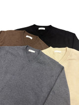 ソフトVネックニット (M, L / 4 Colors)