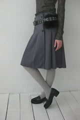 cut out wrap pleated skirt