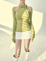 1155. Via scarf halter top bolero set (5color)