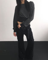 Stud belt boots cut pants