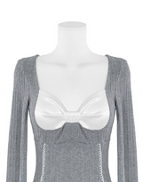 sheer white line heart-neck top