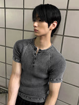 フェイデッド リブ ヘンリー マッスル Tシャツ