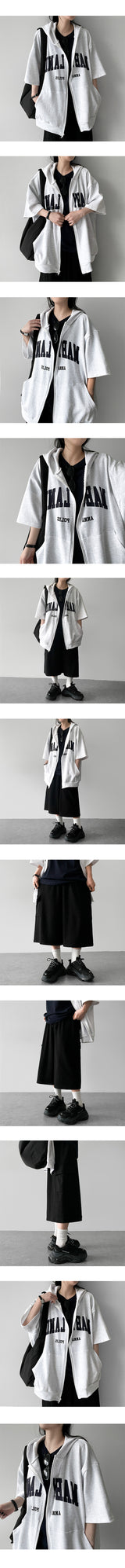 Ike Oversized Fit Short-Sleeved Hooded Zip-Up