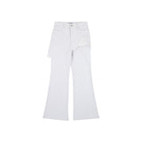 ヘリンボーンダメージカッティングスカートパンツ (WHITE)