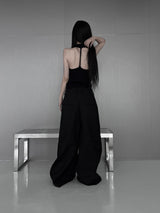 twist drape halter knit top (2color)