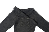 Knots Double Button Off-Shoulder Slim Knit