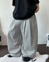 ツーダブルピンタックバルーンワイドロゴパンツ 🤍🩶🖤3カラー