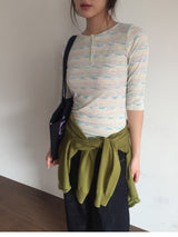 アンチヘンリーネック3/4スリーブTシャツ