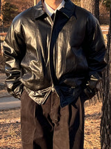 Woolly Curved Leather Jacket