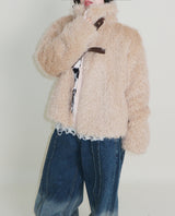 レイチェル 2ベルトディテールショート丈ファージャケット (Lining Quilted)