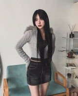 Rinco ケーブルニットファーフードジップアップ