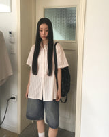 [MADE] Vines Striped Sheer Short-Sleeve Shirt