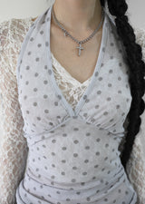 Dot halter top (Black/Light purple)