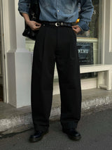 Volume curved cotton pants