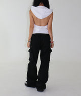 Backless Hooded Zip-Up Sleeveless