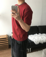 Welt Crop Short Sleeve Knit