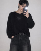 (UNISEX)スタッズ オーバーニット