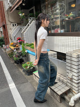 RIBBED HALF NECK TEE (4C)