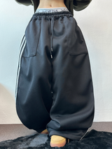 FLEECE❤TRACK BIG POCKET LONG WIDE BALLOON PANTS 🖤🩶💛4COLOR