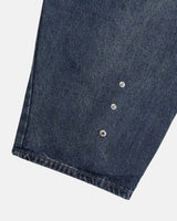 Reverse curved cut denim