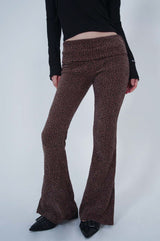 レパード ローライズ スリットパンツ_BROWN