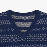 Stranger Regular Angora V-Neck Vest (Navy)