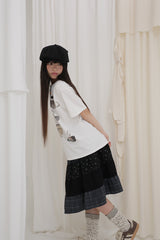Blooming garden patchwork skirt / black