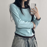 Side Shirring✨Slim Fit Color-Point Layered Long Sleeve T-Shirt (6 colors)