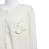 (2color) Rose Appliqué Lace Wool Cardigan