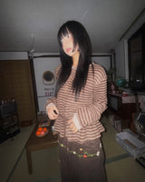 (3color) Ribbon Border Hairy Knit Cardigan
