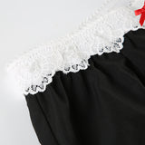 Lace lettering wide casual banding pants