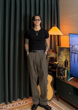 One-Tuck Semi-Banded Cotton Pants 3COLOR