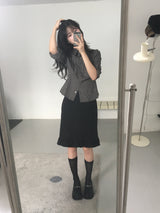 ピンタックプラエドスリムシャツ