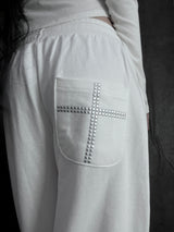 cross square stud pants (2color)